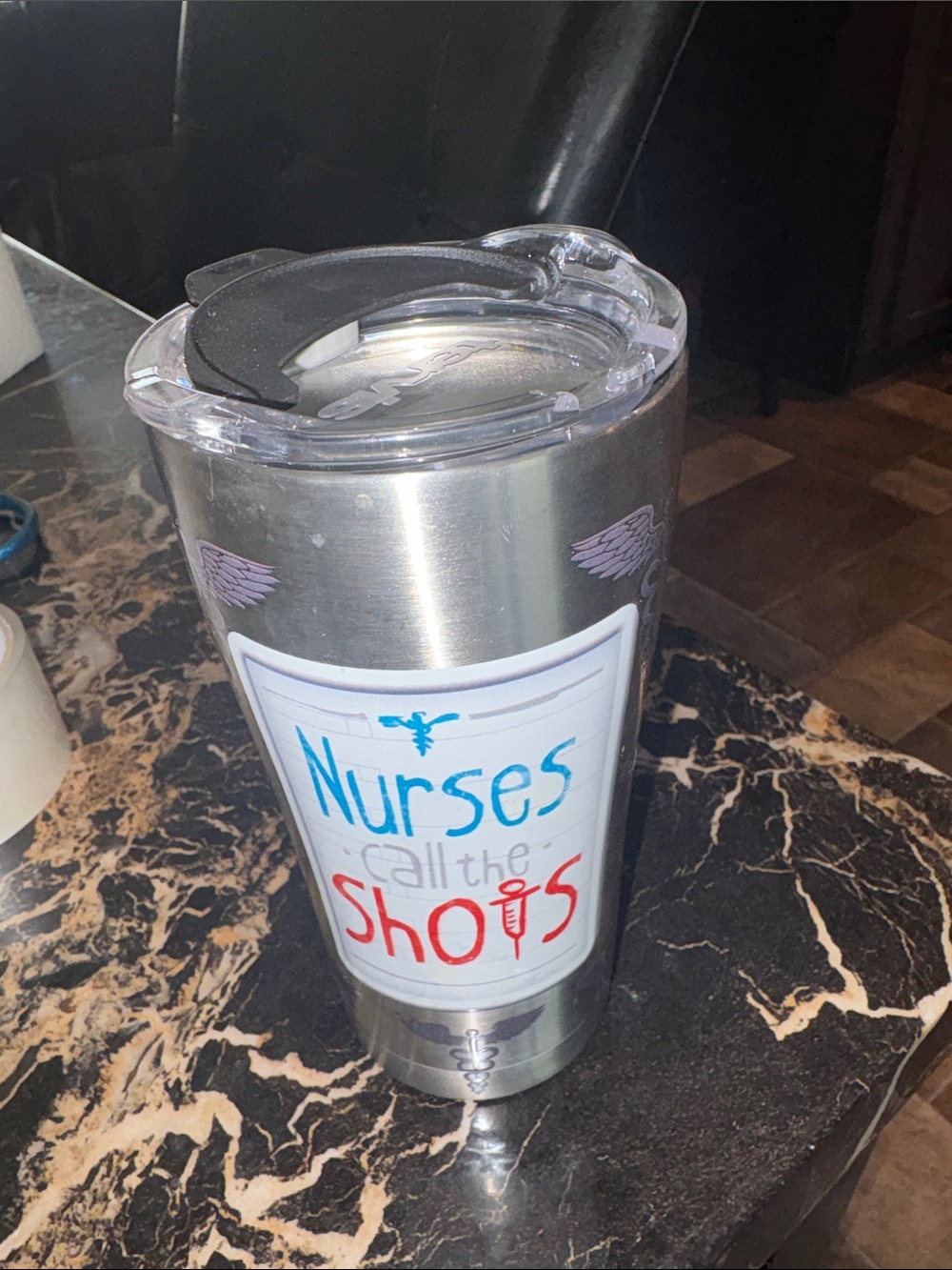 tervis Stainless Steel Tumbler with Blue and Red Nurse Graphic NWOT